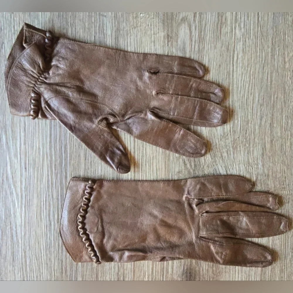 Careskin Vintage Brown Leather Gloves Size 7